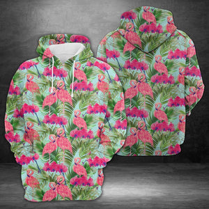 Tropical Pink Flamingos Unisex 3D Hoodie All Over Print