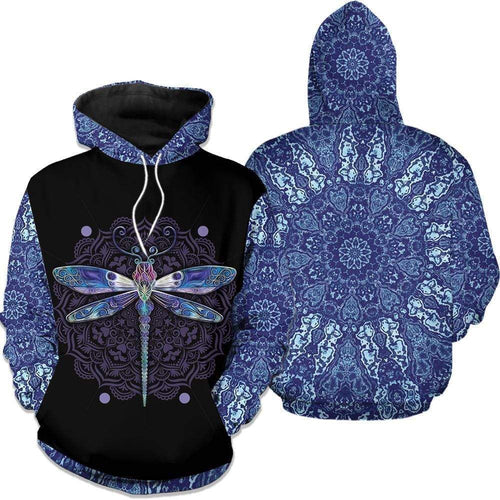 Mandala Dragonfly Pullover Unisex 3D Hoodie All Over Print
