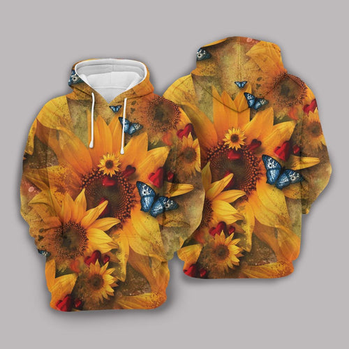 Sunflower And Butterfly Unisex 3D Hoodie All Over Print