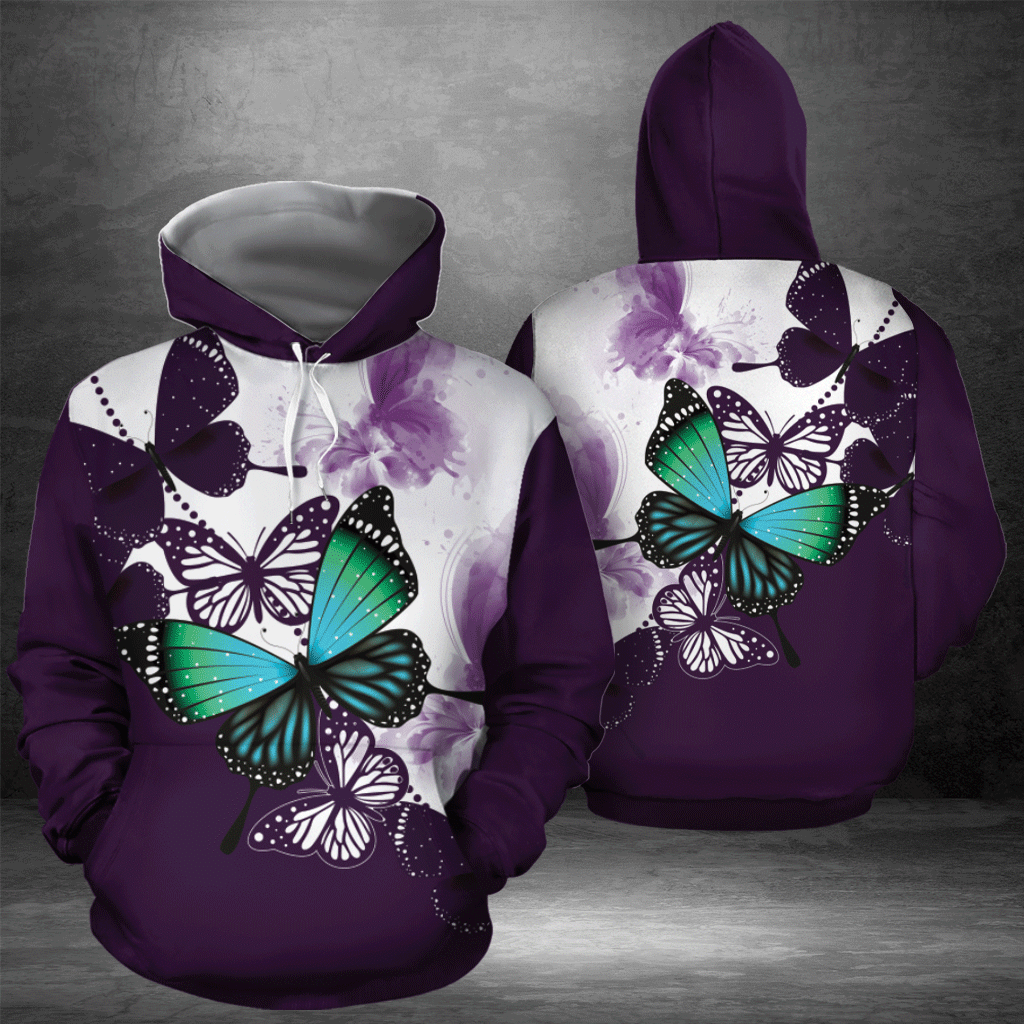 Butterfly Purple Beauty Unisex 3D Hoodie All Over Print