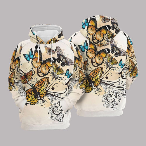 Butterfly Cream Unique Design Unisex 3D Hoodie All Over Print
