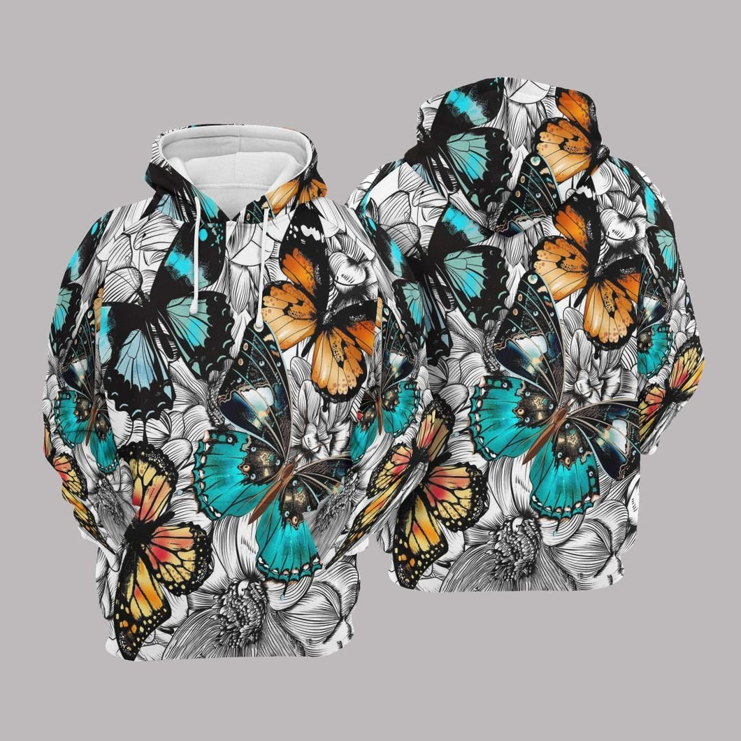 Butterfly Grey Awesome Design Unisex 3D Hoodie All Over Print