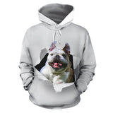 Bulldog In The Hole Grey Amazing Design Unisex 3D Hoodie All Over Print