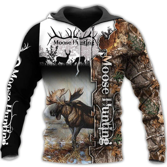 Camouflage Moose Hunting Unique Unisex 3D Hoodie All Over Print