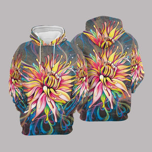 Colorful Flower Art Pullover Unisex 3D Hoodie All Over Print