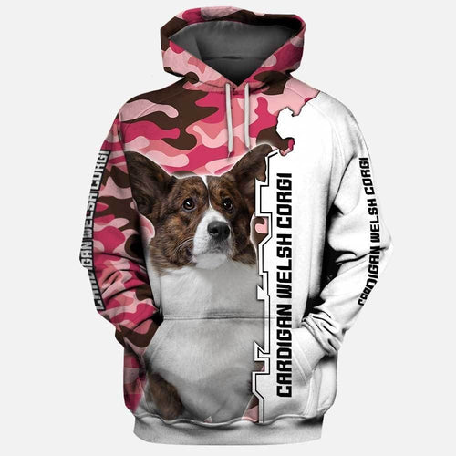 Cardigan Welsh Corgi Pink Camo High Quality Unisex 3D Hoodie All Over Print