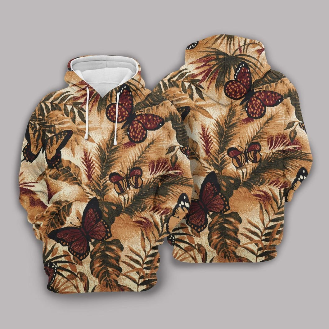 Butterfly Khaki Awesome Unisex 3D Hoodie All Over Print