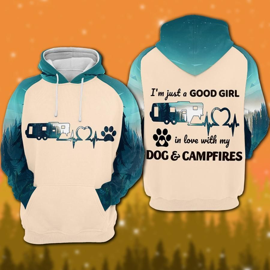 Camping Blue Cream High Quality Design Unisex 3D Hoodie All Over Print