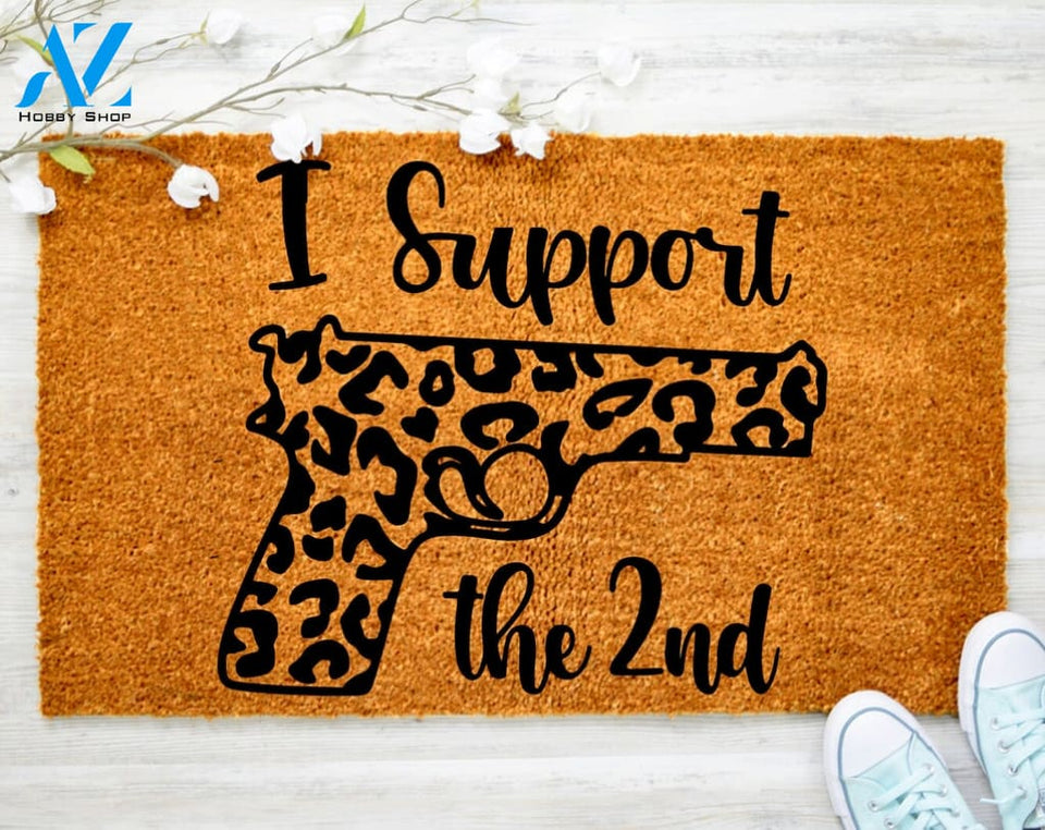 Leopard I Support 2nd Gun 2ND Amendment Doormat No Gun Doormat Housewarming Doormat Coir doormat