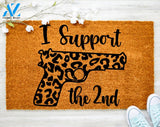 Leopard I Support 2nd Gun 2ND Amendment Doormat No Gun Doormat Housewarming Doormat Coir doormat