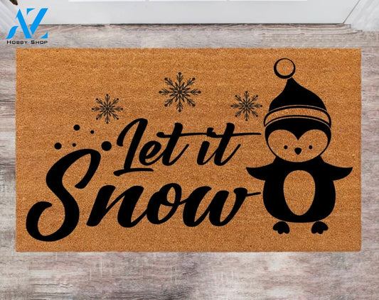 Let It Snow Custom Cute Doormat Family Name Rug New Year Gift Anniversary Gift Monogram Rug Porch Decor