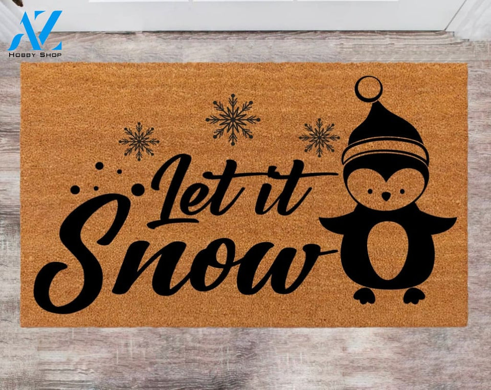 Let It Snow Custom Cute Doormat Family Name Rug New Year Gift Anniversary Gift Monogram Rug Porch Decor
