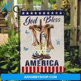 Lily flower drawing, Wooden cross, Blue butterfly, God bless America - Jesus Flag