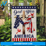 Lily flower wreath, Red cardinal, Cross symbol, God bless America - Jesus Flag