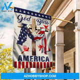 Lily flower wreath, Red cardinal, Cross symbol, God bless America - Jesus Flag