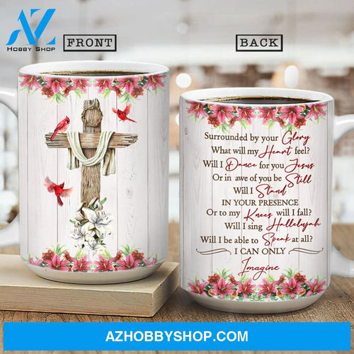Lily garden, Wooden cross, Red cardinal, I can only imagine - Jesus AOP Mug