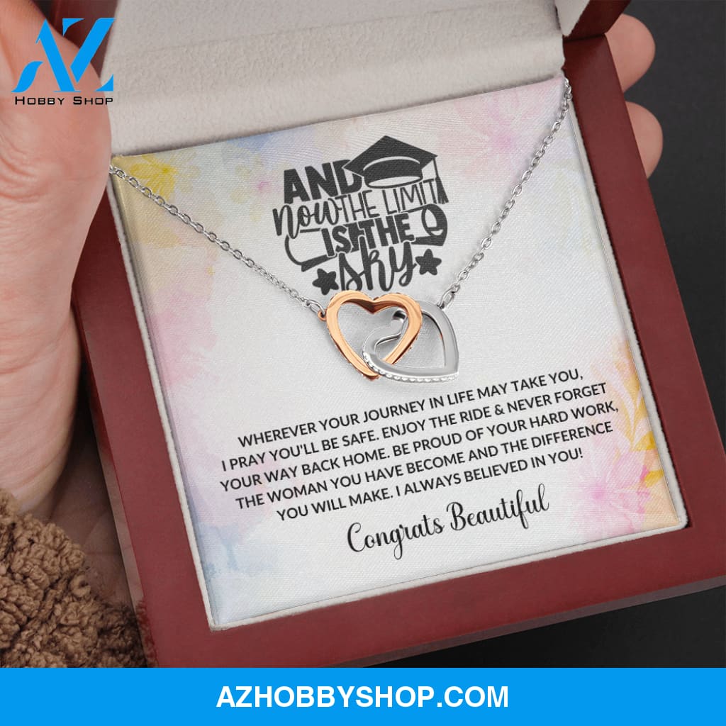 Limit Is The Sky - Graduation Interlocking Heart Silver Necklace