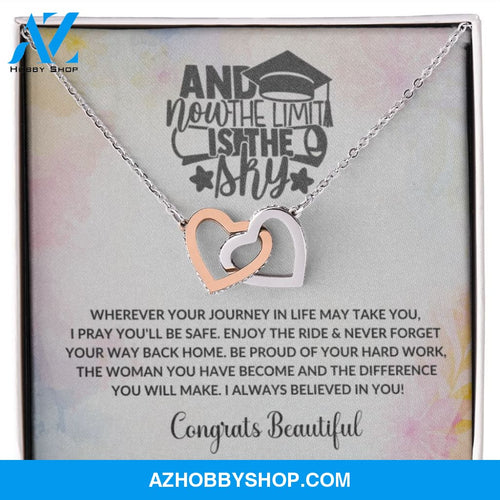 Limit Is The Sky - Graduation Interlocking Heart Silver Necklace