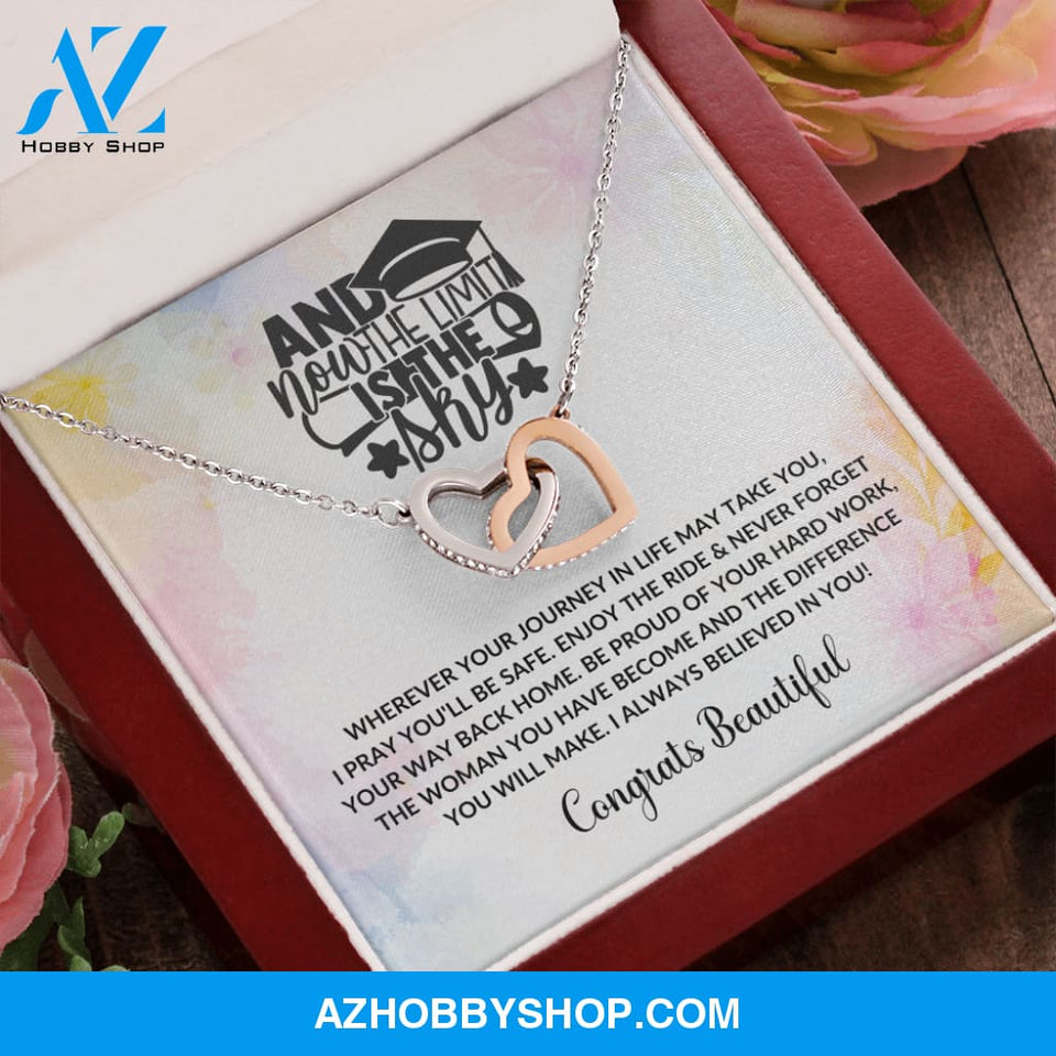 Limit Is The Sky - Graduation Interlocking Heart Silver Necklace