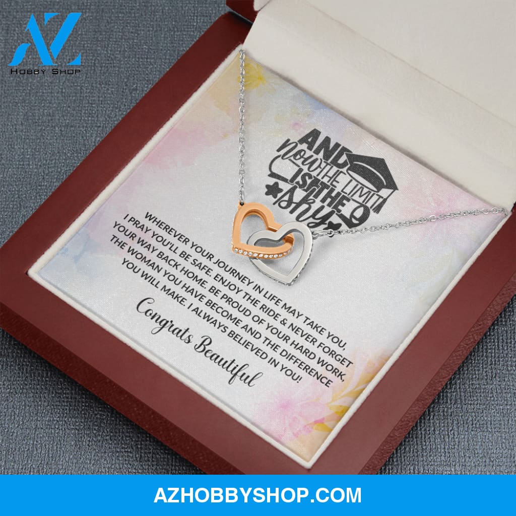 Limit Is The Sky - Graduation Interlocking Heart Silver Necklace
