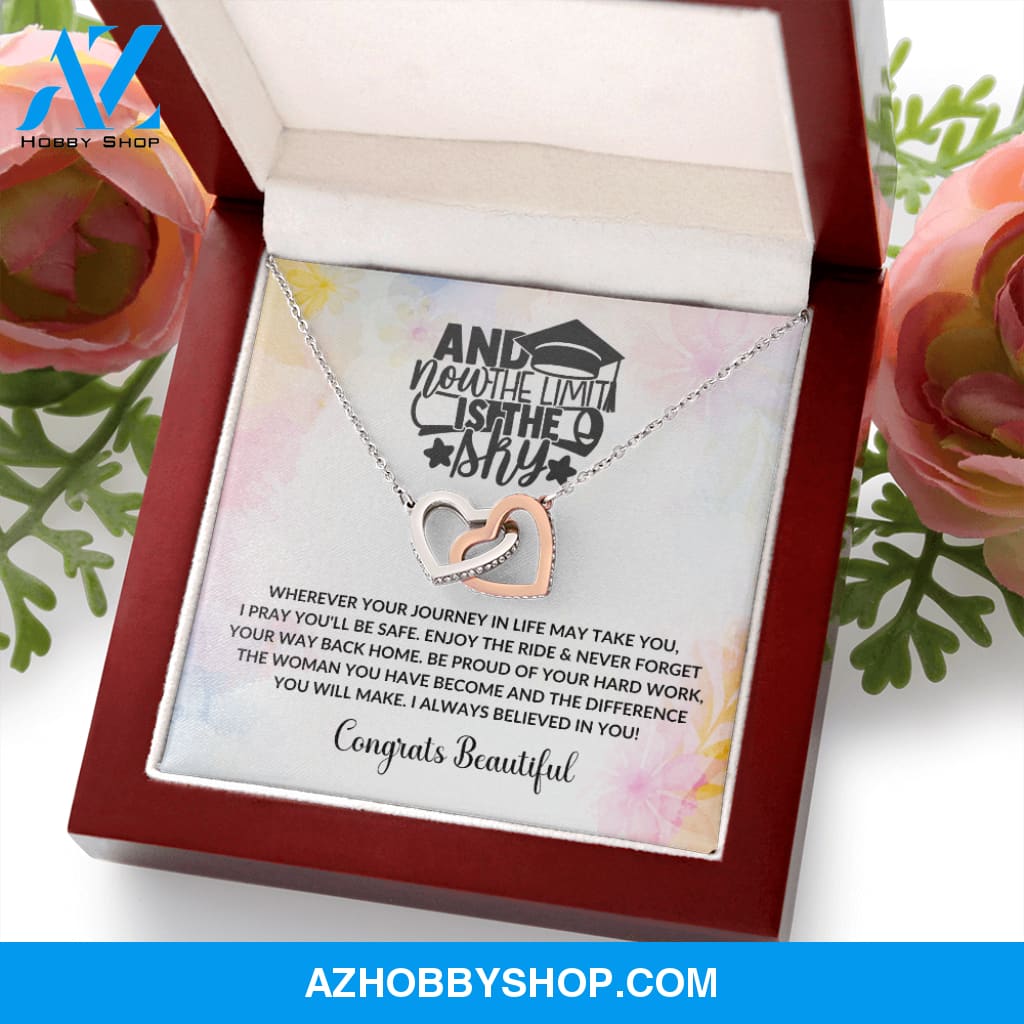Limit Is The Sky - Graduation Interlocking Heart Silver Necklace