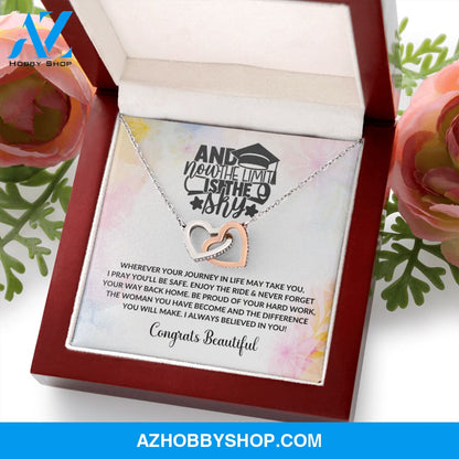 Limit Is The Sky - Graduation Interlocking Heart Silver Necklace