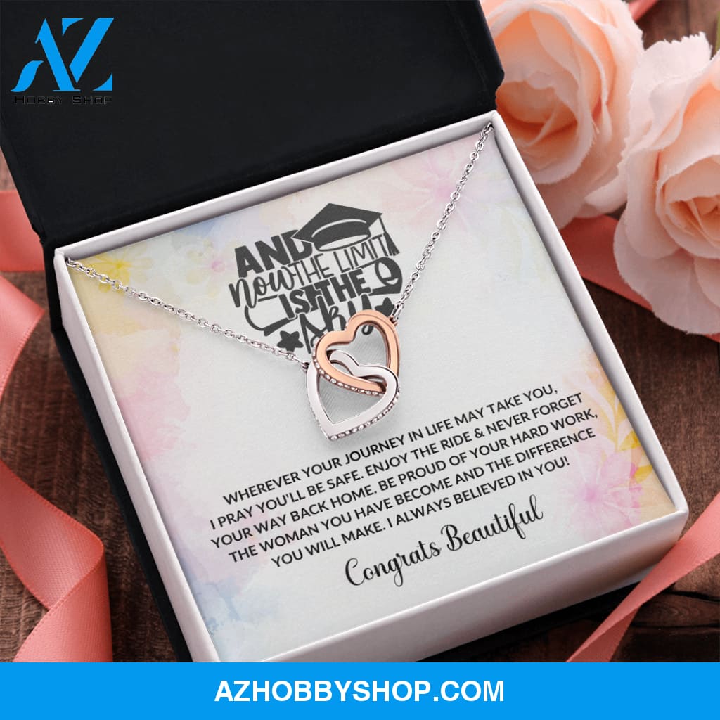 Limit Is The Sky - Graduation Interlocking Heart Silver Necklace