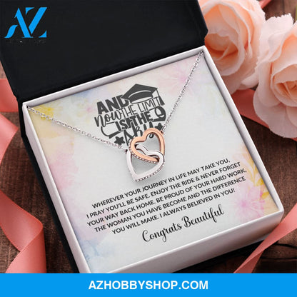 Limit Is The Sky - Graduation Interlocking Heart Silver Necklace