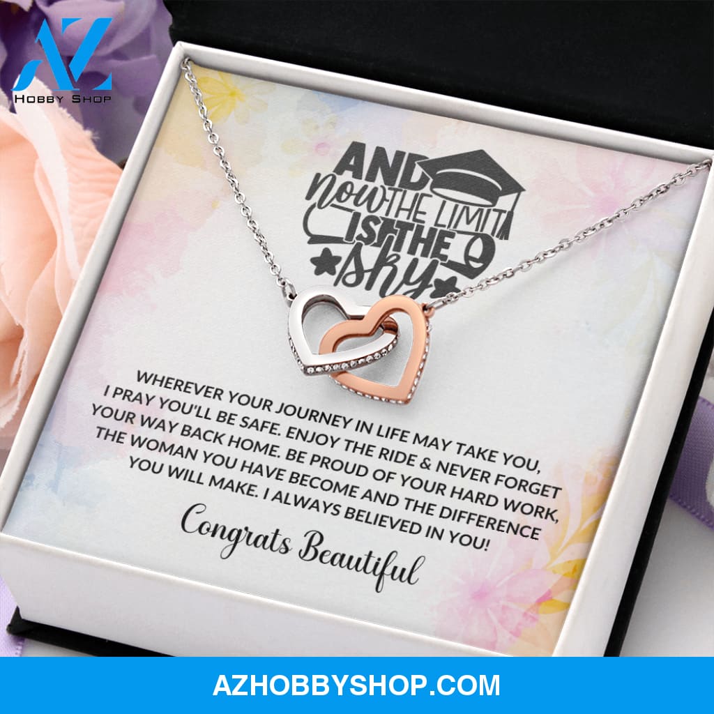 Limit Is The Sky - Graduation Interlocking Heart Silver Necklace