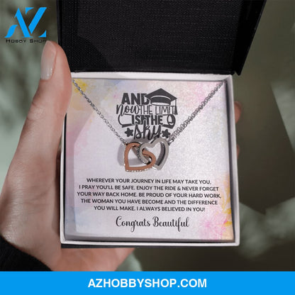 Limit Is The Sky - Graduation Interlocking Heart Silver Necklace