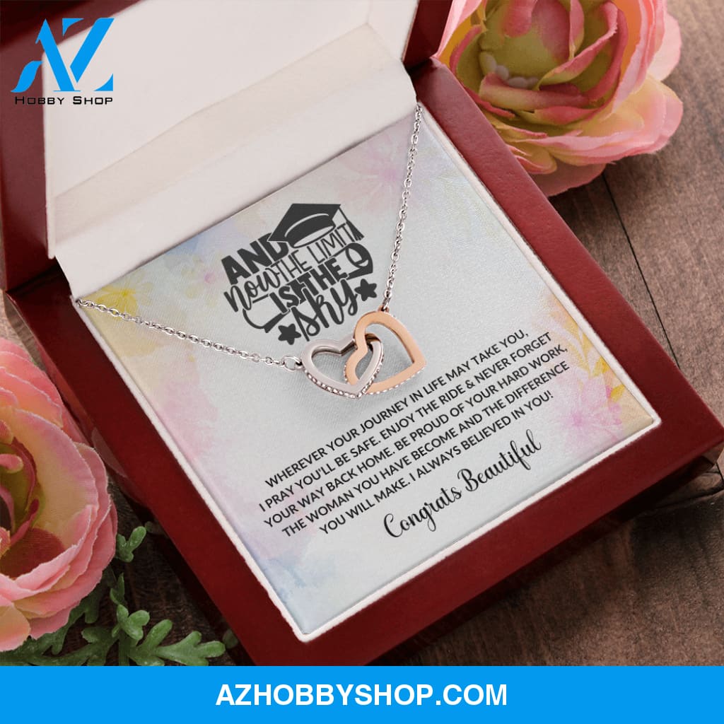 Limit Is The Sky - Graduation Interlocking Heart Silver Necklace