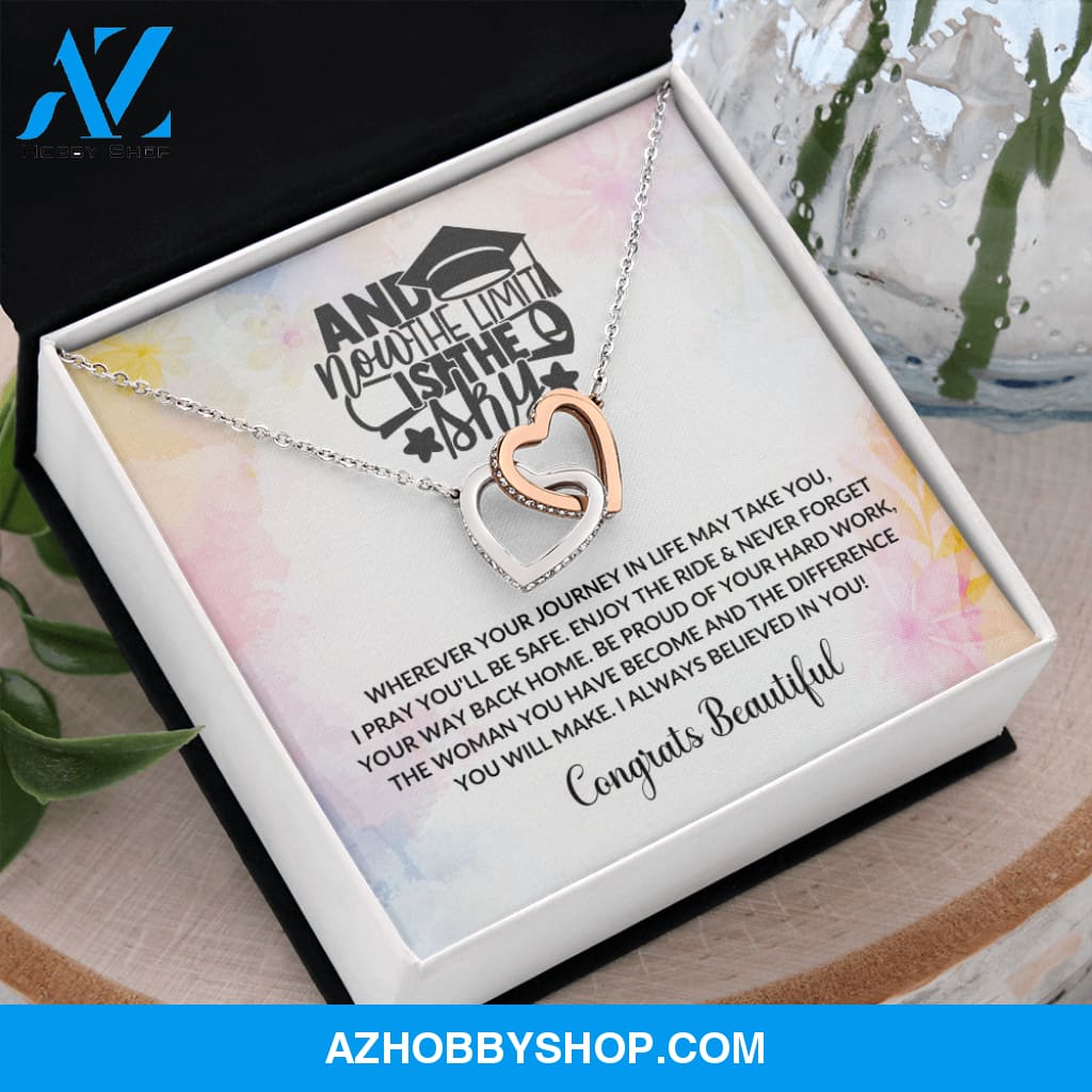 Limit Is The Sky - Graduation Interlocking Heart Silver Necklace