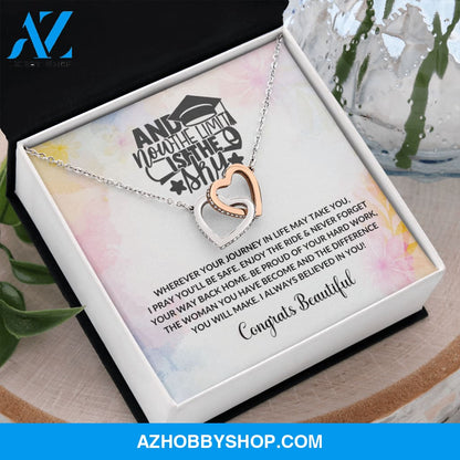 Limit Is The Sky - Graduation Interlocking Heart Silver Necklace