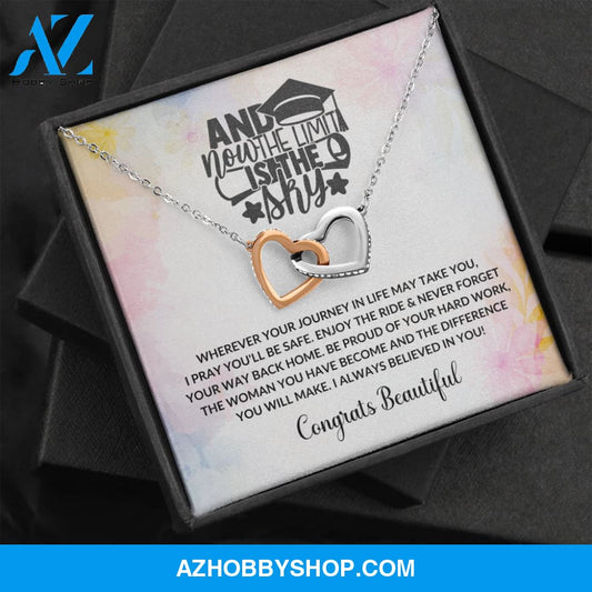 Limit Is The Sky - Graduation Interlocking Heart Silver Necklace