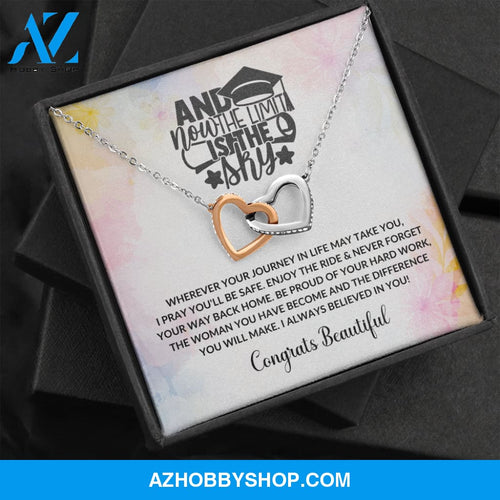 Limit Is The Sky - Graduation Interlocking Heart Silver Necklace