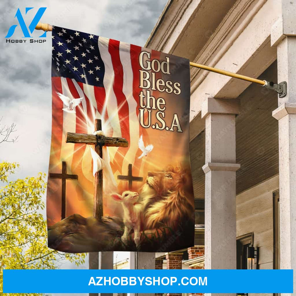 Lion Jesus, USA flag, Jesus cross, Columbidae, God bless the USA - Jesus Flag