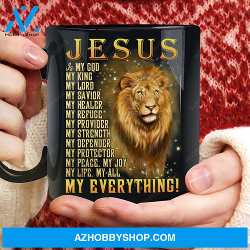 Lion king, Beautiful night, Stars in the sky, Jesus is my everything - Jesus Black Mug