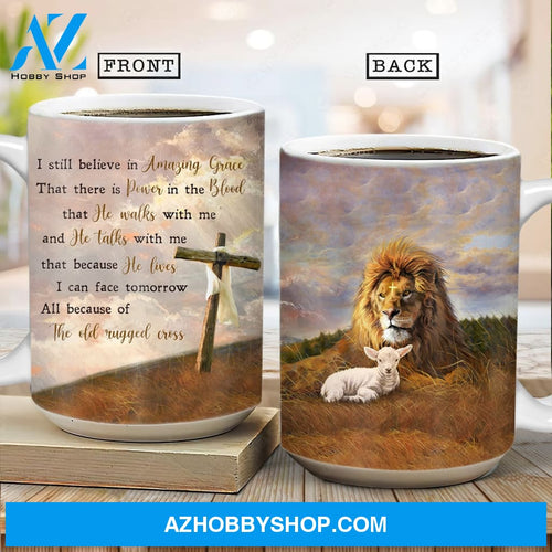 Lion king, Dark cloud, Meadow land, Lamb drawing, I still believe in amazing grace - Jesus AOP Mug