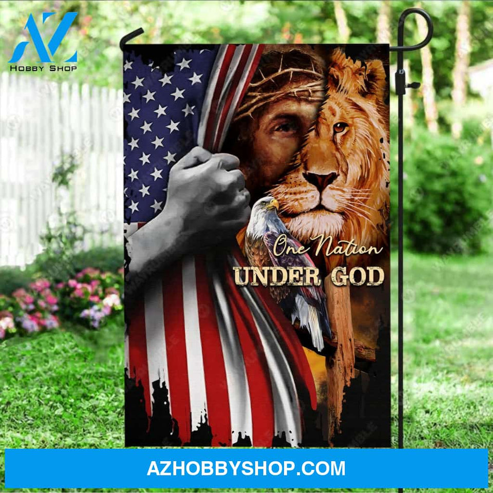 Lion king, Eagle drawing, US flag, One nation under God - Jesus Flag