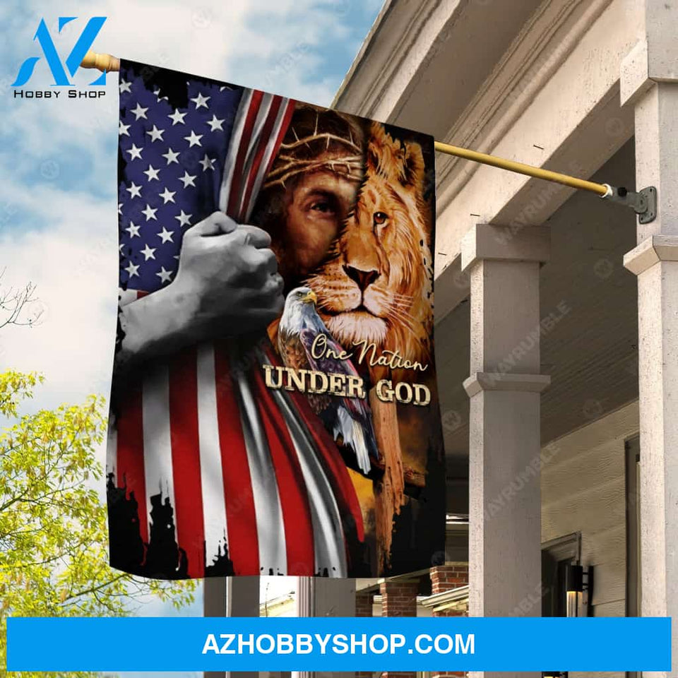 Lion king, Eagle drawing, US flag, One nation under God - Jesus Flag