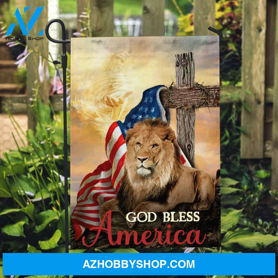 Lion king, Walking with Jesus, US flag painting, God bless America - Jesus Flag