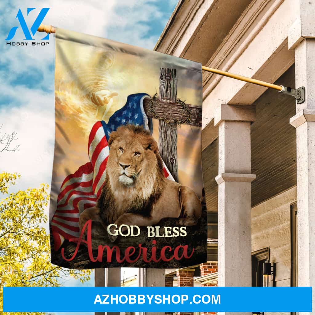 Lion king, Walking with Jesus, US flag painting, God bless America - Jesus Flag