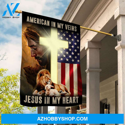 Lion of Judah - American in my veins, Jesus in my heart Jesus Flag