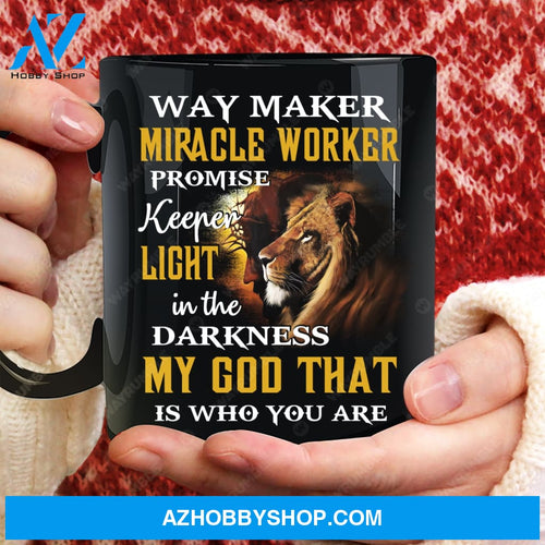 Lion of Judah, Jesus painting, Jesus is the light in the darkness - Jesus Black Mug