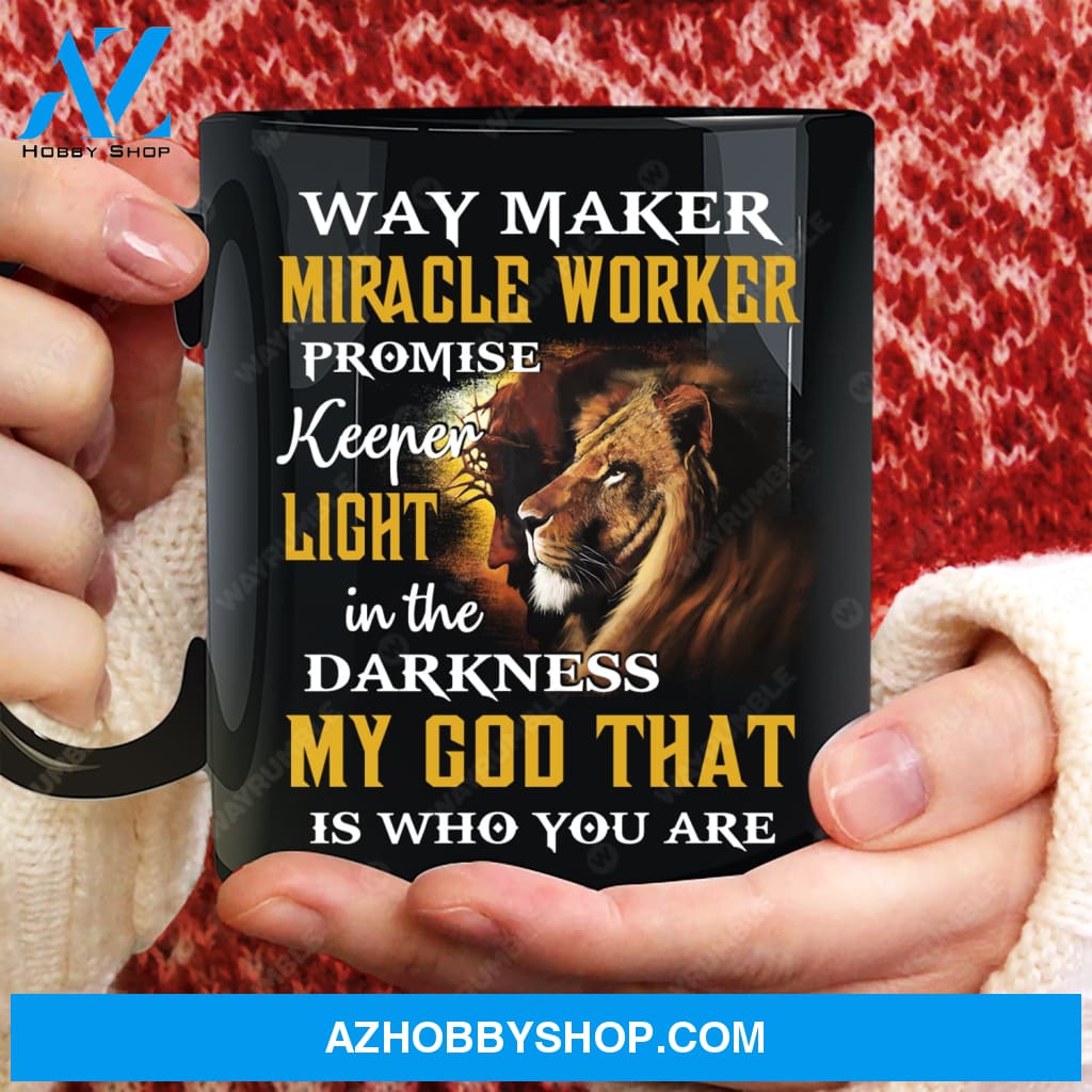 Lion of Judah, Jesus painting, Jesus is the light in the darkness - Jesus Black Mug