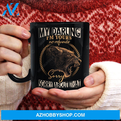 Lioness drawing, I'm yours No refund - Couple Black Mug