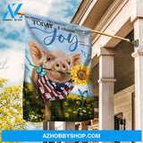 Little pig, Beautiful sunflower, Blue butterfly, Today I choose joy - Jesus Flag