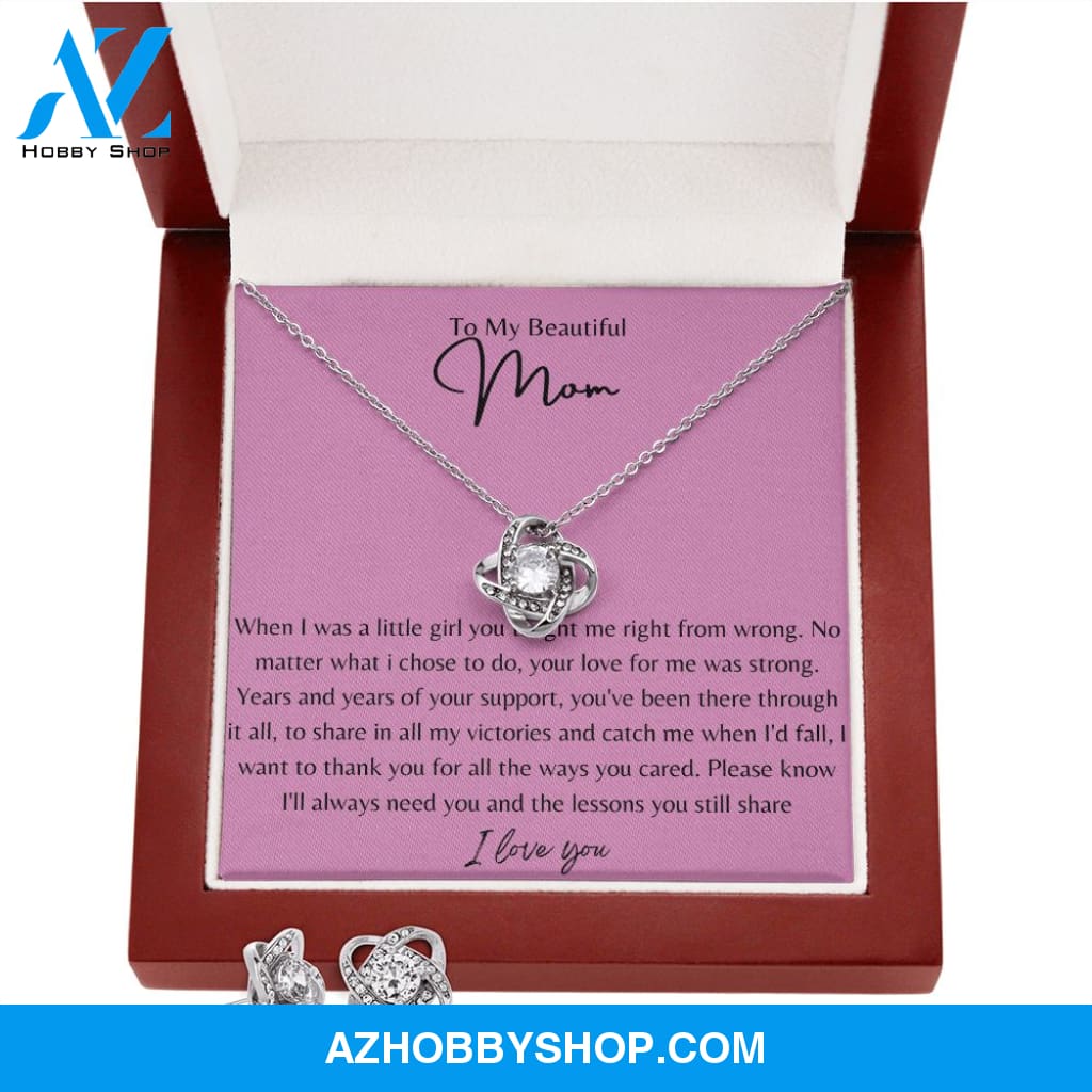 Love Knot Earring & Necklace Set - To My Beautiful Mom
