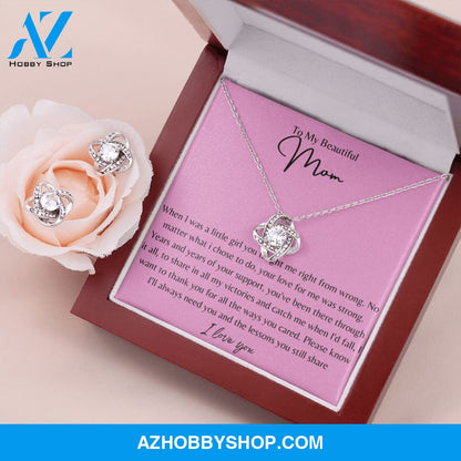 Love Knot Earring & Necklace Set - To My Beautiful Mom