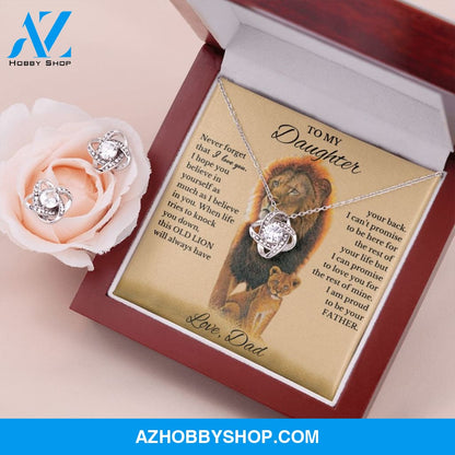 Love Knot Earring & White Gold Necklace Set